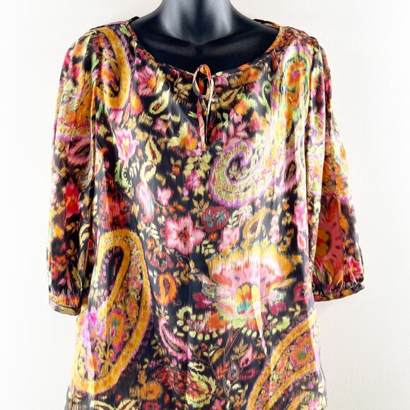 Ralph Lauren 100% Silk Paisley Matching Blouse and Midi Skirt Set Orange Small - Picture 6 of 13